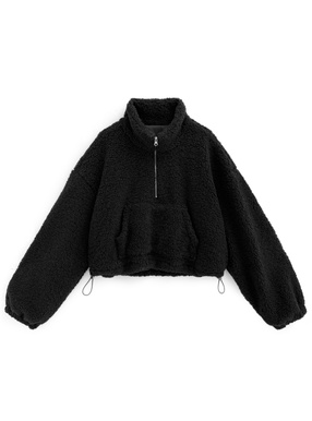 ボアハーフジップショート丈トップス