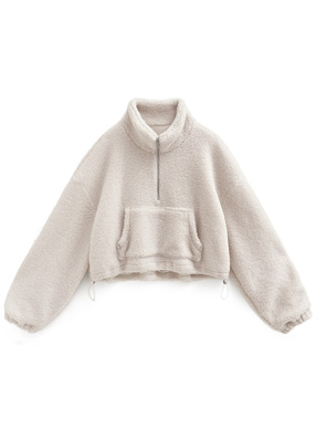 ボアハーフジップショート丈トップス