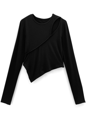 アシンメトリーショルダーカットトップス
