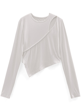 アシンメトリーショルダーカットトップス