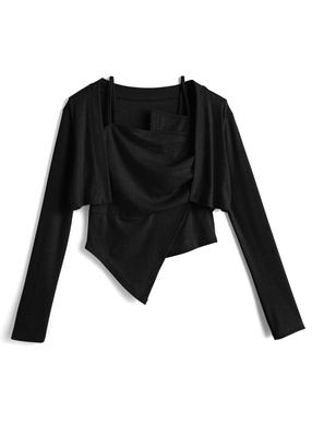 アシンメトリーキャミソール×ボレロリブアンサンブル