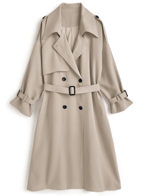 ベルト付きダブルトレンチコート