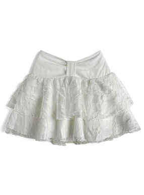 インパン裏地付きウエストリボンレースミニスカート