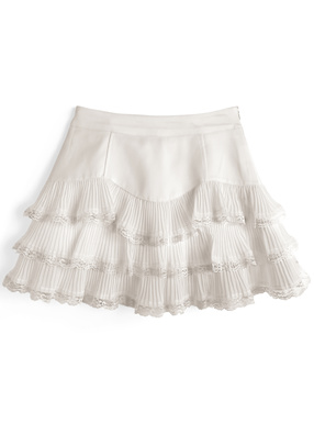 インパン裏地付きフリルティアードミニスカート