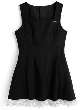 裾レーススクエアネックノースリーブミニワンピース