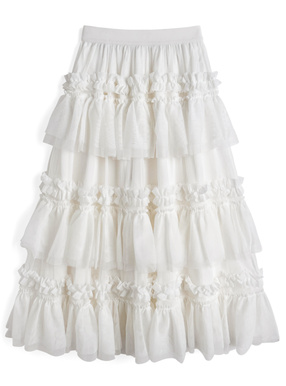 ティアードフリルチュールロングスカート
