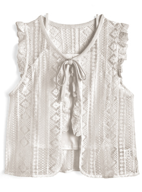 レースフリルリボンベスト×キャミソールアンサンブル