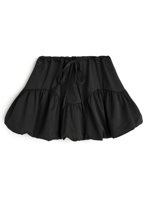 サテンウエストリボンバルーンスカート