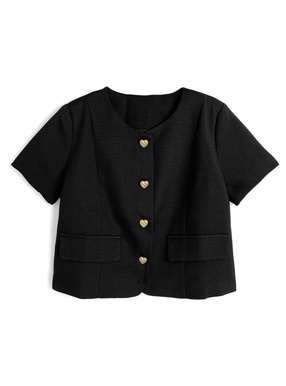 エムズグレイシー ベロアパイピングノーカラージャケット 花柄 リボンボタン 黒L リボン刺繍入りニット | msgracy