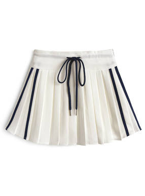 インパン付き配色ラインプリーツミニスカート