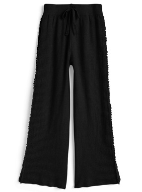 サイドフリンジラインリブニットパンツ