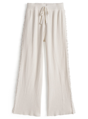 サイドフリンジラインリブニットパンツ