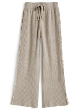 サイドフリンジラインリブニットパンツ