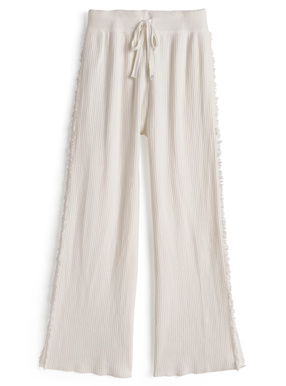 サイドフリンジラインリブニットパンツ