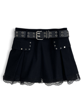 ベルト&インパン付き裾レースリミニスカート