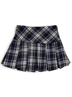 インパン裏地付きチェック柄ボックスプリーツミニスカート