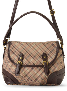 2Wayチェック柄ダブルベルトフラップショルダーバッグ