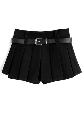 ベルト付きプリーツミニスカートパンツ