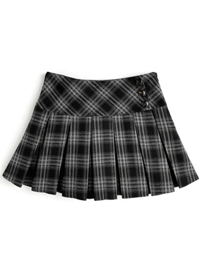インパン裏地付きチェック柄プリーツミニスカート