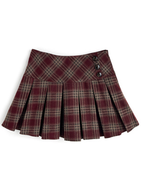 インパン裏地付きチェック柄プリーツミニスカート