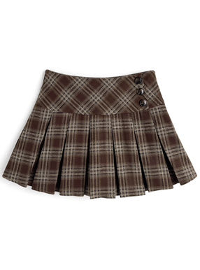 インパン裏地付きチェック柄プリーツミニスカート