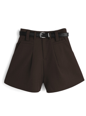 ベルト付きタックショートパンツ
