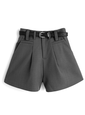 ベルト付きタックショートパンツ