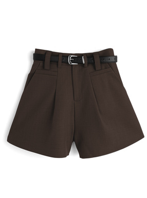 ベルト付きタックショートパンツ