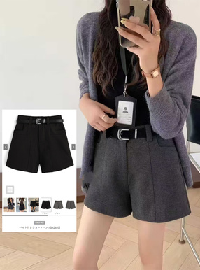 ベルト付きショートパンツ