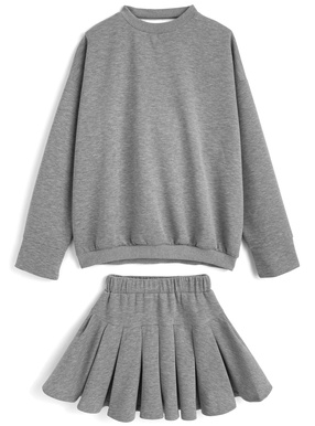 ビッグリボンバックオープントップス×プリーツミニスカートセット