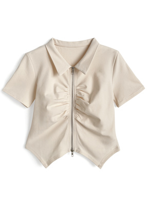 ギャザーダブルジップトップス