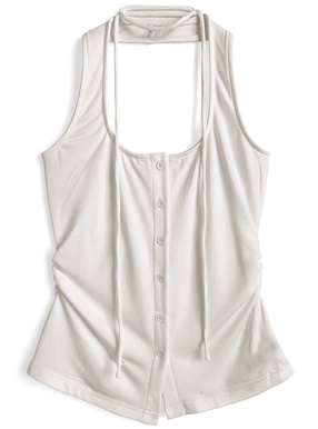 タイ付きホルターネックタンクトップ