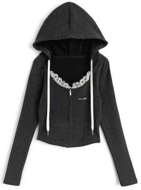 レースジップアップパーカー