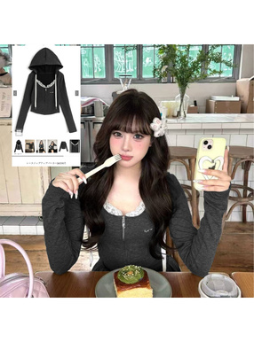 レースジップアップパーカー