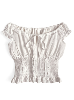 2Wayレースフリルシャーリングブラウス