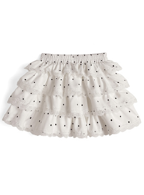 インパン付きドット柄ティアードレースミニスカート