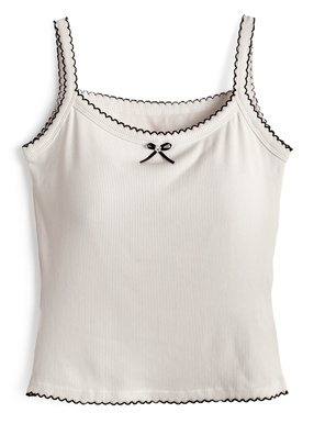 カップ付き配色刺繍リボンキャミソール