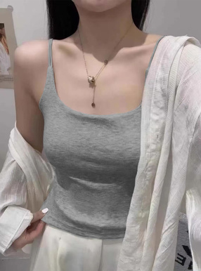 カップ付きバックオープンダブルストラップキャミソールカップ付きバックオープンダブルストラップキャミソール