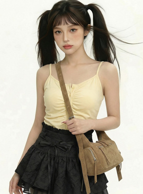 カップ付きギャザーボタンキャミソール