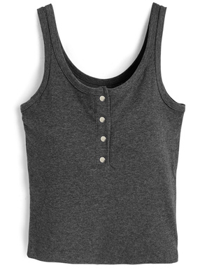カップ付きヘンリーネック タンクトップ