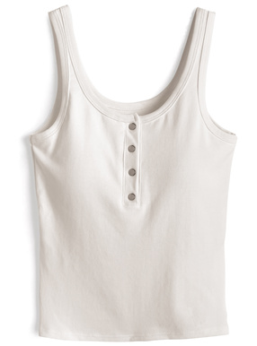 カップ付きヘンリーネック タンクトップ