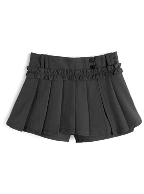 フリルラインプリーツスリットミニスカートパンツ