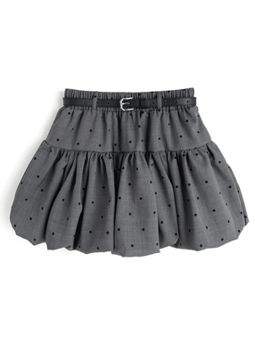 インパン・ベルト付きドット柄バルーンミニスカート