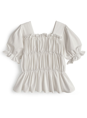 スクエアネックシャーリングフリルブラウス