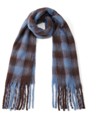 チェック柄フリンジマフラー