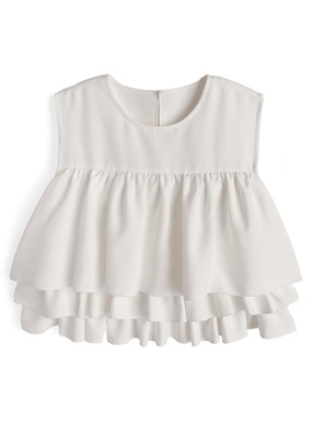 ティアードフリルノースリーブブラウス