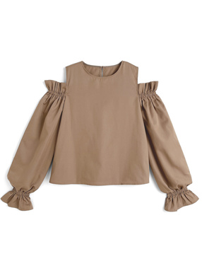 ショルダーオープンキャンディスリーブブラウス