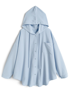 フード付きオーバーサイズシャツ