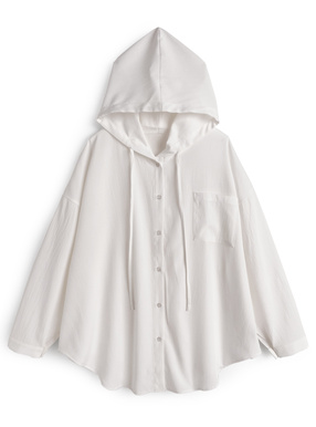 フード付きオーバーサイズシャツ