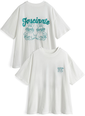 バックラビットロゴ刺繍Tシャツ